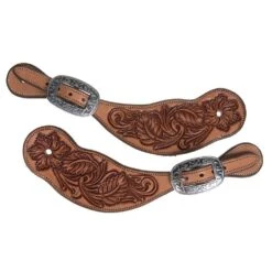 Premium Quality Floral Tooled Spur Straps