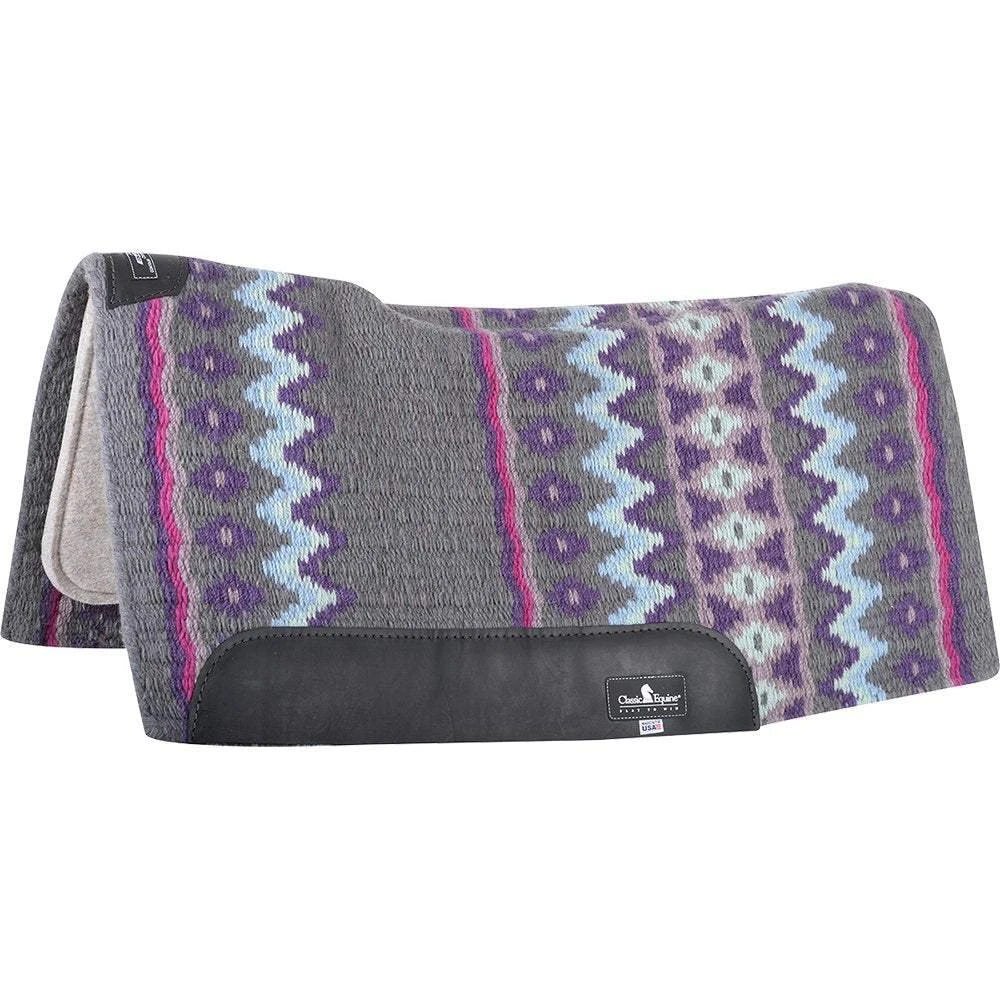 Classic Equine Contour Wool Top Felt 32 X 34 Saddle Pad Charcoal/Lilac 1 Classic Equine Contour Wool Top Felt 32 X 34 Saddle Pad Charcoal/Lilac