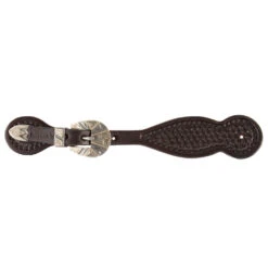 Cowperson Tack Dark Basket Stamped Spur Straps With A Silver Bar Heel Buckle Set -Cheap Rider Essentials Store 1210596 2