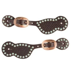 Cowperson Tack Ladies Turquoise Dot Copper Buckle Spur Straps -Cheap Rider Essentials Store 1210598 1