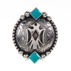 Rockin Out Jewelry 1 1/2in. Scalloped Thunderbird Concho With Turquoise Accents