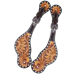 Rafter T Ranch Company Tooled Sunflower Ladies Spur Straps