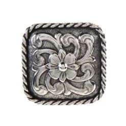 Rockin Out Designs Jewelry 1 1/2in. Square Scalloped Flower Concho With Rope Border