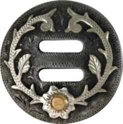 Cowperson Tack Blue Iron Floral Concho With Slots - 1-1/2 Inch