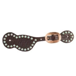 Cowperson Tack Ladies Turquoise Dot Copper Buckle Spur Straps