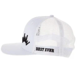 Best Ever Pads Saddle Black Embroidered Crown White Mesh Back Trucker Cap -Cheap Rider Essentials Store BE WHTBLK 03
